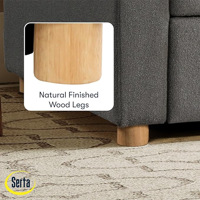 Serta Tulsa 66.1 Convertible Sleeper Loveseat Full Size Dreamcoil Comfort FingerGuard Pinch Point Protection Boucle Fabric Grey