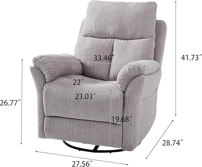 Oversized Rocker Recliner Chair Manual Swivel Rocking Recliners with Adjustable Backrest Footrest for Adults 360° Swivel Lazy Boy Recliner Chairs for Living Room Reading Bedroom Beige