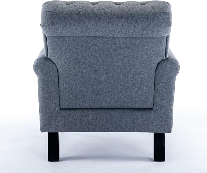 Upholstered Accent ChairsMid Century Armchair Sofa ChairsComfy Living Room ChairButton Tufted Reading Chair for Living Room BedroomStudy (1 Dark Grey)