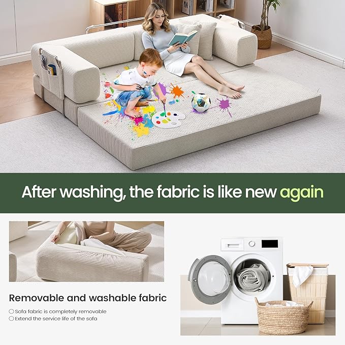 Multi-functionalcorduroy Sofa Bed Crafted from Corduroy Fabric is Ideal for Apartments and Living Rooms. Sleeper Sofa Couch Folding futon or Foldable Floor Convertible Floor Studio | Multi-functiona