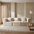 · REDEARTH · 3-Seater Modular Velvet Sectional Sofa No-Assembly Compressed Couch in a Box with Ottoman Firm Support Boneless Modular System in Plush Velvet for Living Room (3-Seater) Cream