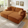 89.3” Oversized Double Chaise Lounge Indoor Orange Corduroy Chaise Lounge Chair Upholstered Sleeper Sofa Bed Deep Seat Sleeper Loveseat Reading Chairs Boneless Cloud Couch for Living Room Bedroom