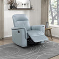 Lexicon Swivel Glider Recliner Chair Comfy Nursery Glider Top Grain Leather Match Recliner Manual Reclining Chair for Living Room/Office/Apartment Blue