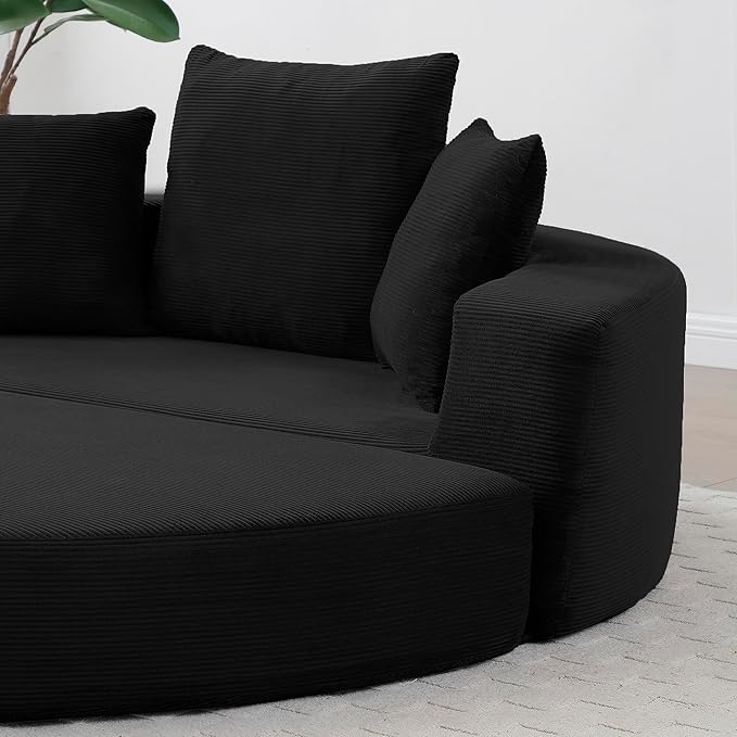 KEIKI 67 Corduroy Convertible Circular Floor Sofa BedMulti-Functional Adjustable Futon Couch for Living Room Bedroom ApartmentNo Assembly