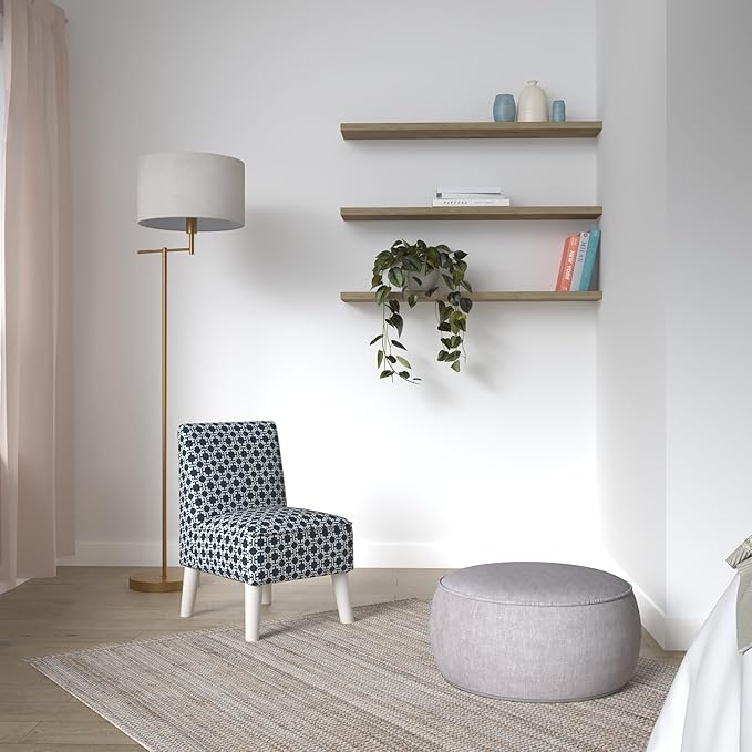 HomePop Youth Modern Armless Slipper Chair Indigo and White Lattice