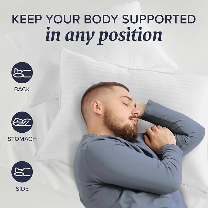 Beckham Hotel Collection Bed Pillows King Size Set of 2 - Down Alternative Pillow for Back Stomach or Side Sleepers