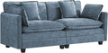 2-Seater Cloud Couch Oversized Comfy Modular Sectional Sofa with Deep Seat Cushions Chenille Loveseat for Living Room Apartment &amp Small Spaces Blue