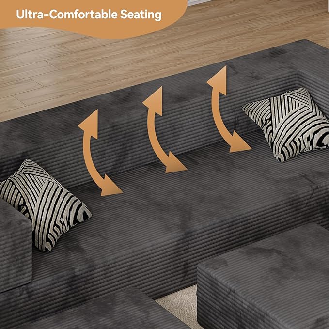 80'' Queen Convertible Floor Sofa Bed Velvet Folding Bed Couch with 3Ottomans Modular Sectional Floor Sofa Futon Sleeper Memory Foam Mattress for Guest/Living Room/PlayroomDeep Grey
