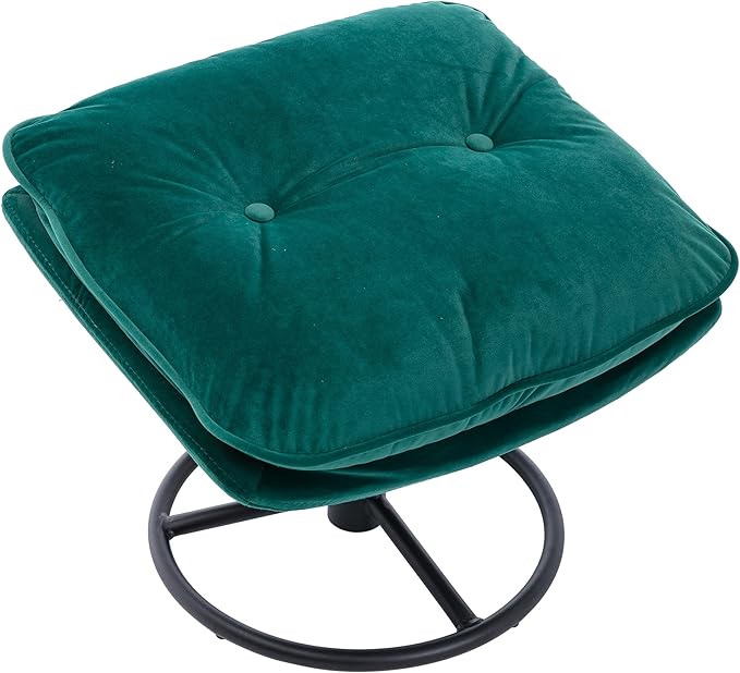 JINS&ampVICO Velvet Swivel Accent Chair with Ottoman Set Modern Upholstered Lounge Chair Lazy Sofa with Footrest Comfy Armchair with Metal Base Frame for Living Room Bedroom Home Office Green