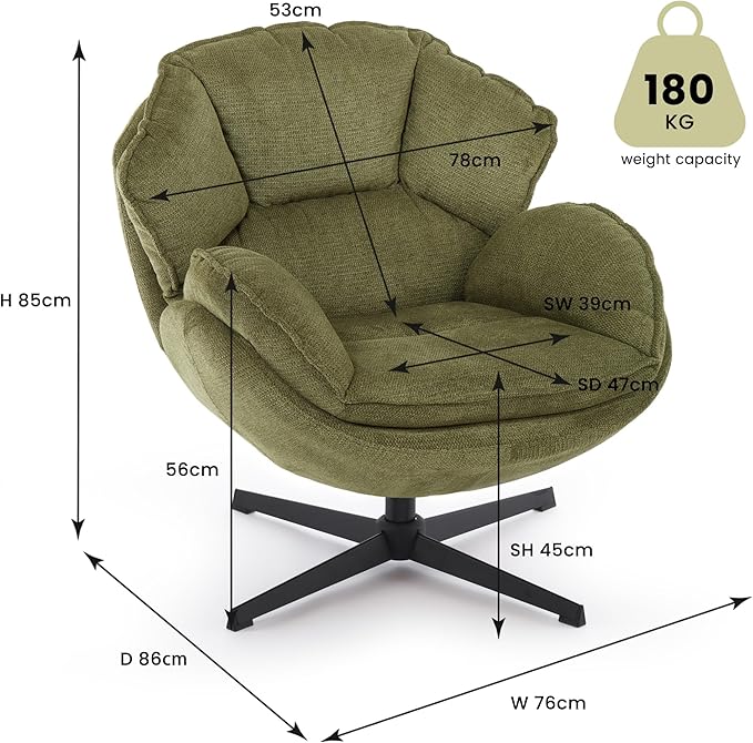 IWMH Accent Chair Set of 2 Swivel Accent Chair for Living RoomUpholstered Armchair with Metal Legs Swivel Sofa Chair Wide Leisure Chair (Green*2)
