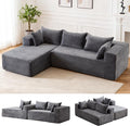 107 Cloud Couch Modular Sectional L Shaped Couch with Chaise Deep Seat Sofa Fluffy Corduroy Couches Boneless Couch for Living Room Gray Left Facing Chaise