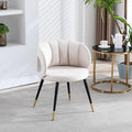 Off-White Velvet Lounge Chair Black Metal feet Unique Back Design Suitable for Office Living Room Bedroom