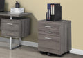 25.25 H Taupe Mobile Filing Cabinet with 3 Drawers 5 Wheels Rectangular Portable Filing Cabinet Farmhouse for Office Study Room
