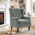 Lumibee High Back Accent ChairUpholstered Wingback Armchair with Solid Wood Legs for Small SpacesComfy Single Sofa Chair for Living RoomBedroomOffice-Gray