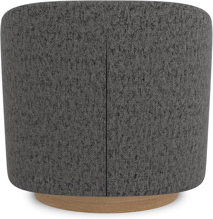 Swivel Accent Chair Upholstered Modern Barrel-Curved Arm Chair Velvet Fabric Comfty Sofa Reading Chair with Solid Wood Base for Living Room Bedroom Club Pebble Grey