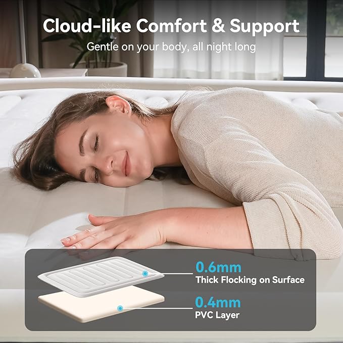 COMMOUDS Twin Air Mattress with Built-in Battery Powered Removable Pump 18 High Inflatable Mattress Portable Blow up Mattress Air Bed for Camping Home and Guest