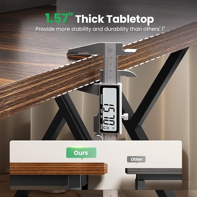 70.8 Large Executive Desk - Computer Office Desk Workstation Modern Business Writing Table with Sturdy Metal Legs for Home Office (Wood Color 71 Inch)