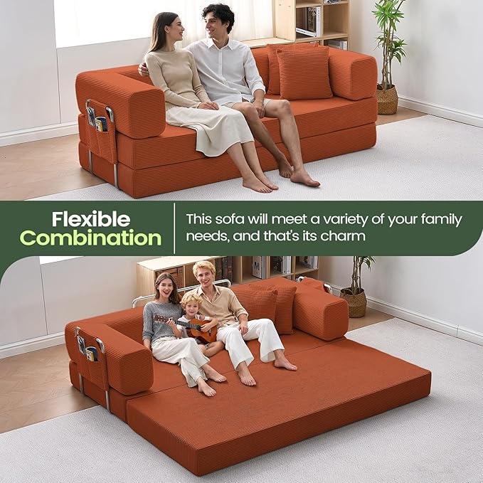 Multi-functional sofa bed crafted with compression technology and featuring corduroy fabric ideal for households with children and for apartment living rooms couch sleeper sofa futon folding floor |