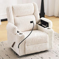 Oversized Manual Recliner Chair with Arm StorageSwivel Rocker Recliner Chair for Adults with Adjustable HeadrestNursery Glider Recliner with Phone Stand and Side Pockets for Living RoomBeige