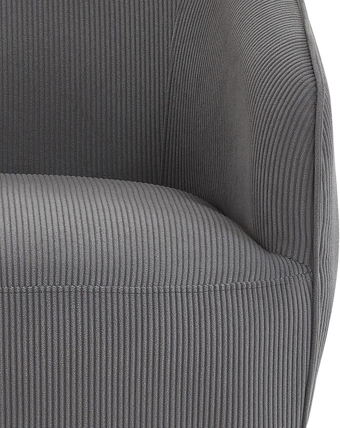 Modern Corduroy Accent Chair with Gold Metal Legs Channel Back Design and Soft Upholstery Comfortable Seating for Living Room Bedroom or Office Grey