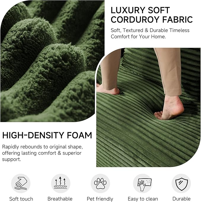 79 Sofa Bed Deep Seat 32 Sleeper Sofa 5-in-1 Convertible Sofa Bed Boneless Couch in a Box Corduroy Floor Futon with Thickened backrest and Headrest Pillows Side Pockets Dark Green