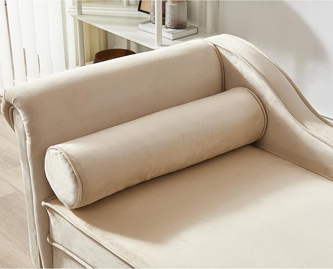 60.6 Velvet Chaise Lounge Sleeper Sofa with Large Hidden Storage &amp Lumbar Pillow Upholstery Tufted Lounge Chair Indoor with Gold Metal Legs &amp Armrest Reclining Sofa Chair for Living RoomBe