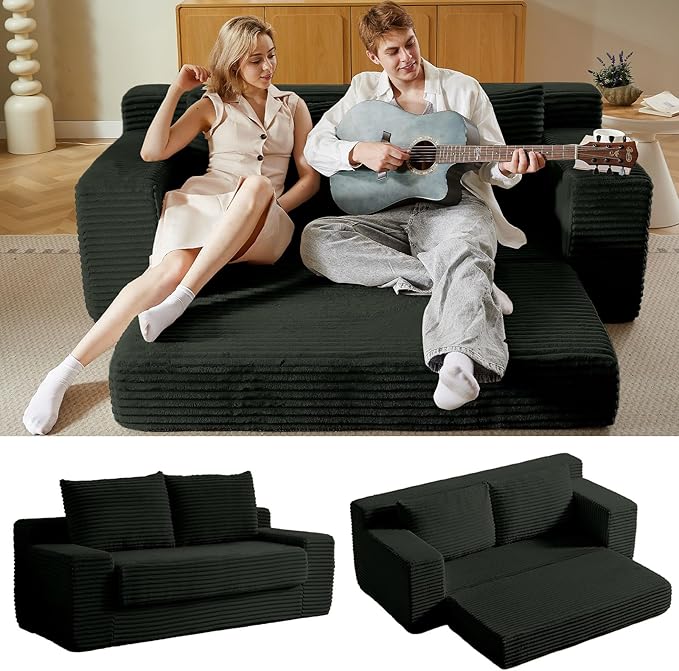70.87 Loveseat Sofa Comfy Deep Seat Sofa Bed Modern Small Corduroy Couch for Living Room Bedroom Apartment Home Office No Assembly Grey