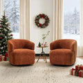 Swivel Accent Chair Set of 2 360° Rotating Modern Barrel Accent Chair Small Round Arm Chairs Modern Swivel Barrel Chair for Apartment/Living Room/Bedroom (Burnt Orange)