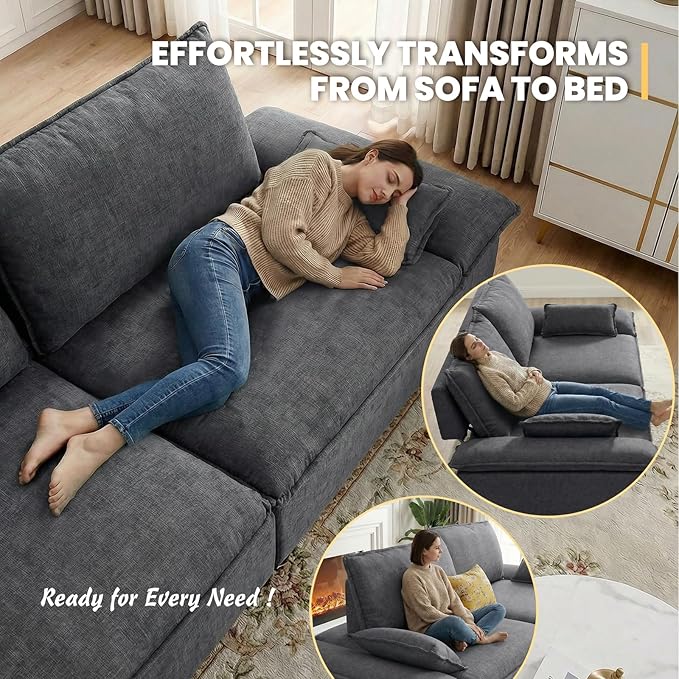 114” Oversized Sectional Sofa – Sailboat Cloud Couch with Adjustable Backrest Extra Deep &amp Wide Seats Modern Sleeper Sofa for Living Room (Grey 114-inch)