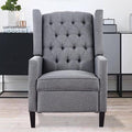 Gray Recliner Chair for Adults Accent Wingback Chairs Living Room Chair Mid-Century Modern Fabric Recliner Button Tufted Club Chair Upholstered Reclining Reading Arm Chair 27