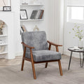 Accent Chair with Microfiber Upholstery and Solid Wood e Classic Mid Century Living Room Furniture for Extra Seating Grey
