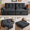 77 Queen Size Sleeper Sofa Bed Convertible Pull Out Couch with Velvet Fabric 3-in-1 Loveseat L Shaped Couch Bed with Adjustable Backrest Side Pocket &amp USB Ports for Living Room Apartment