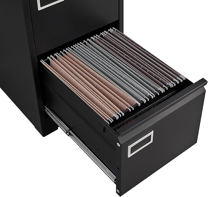 4 Drawer Small Vertical File Cabinet with Lock Under Desk Locking Drawers Storage Cabinet Organizer for HomeOffice Metal Filing CabinetsLetter Size/A4/Legal FileBlack