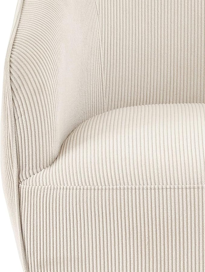Modern Corduroy Accent Chair with Gold Metal Legs Channel Back Design and Soft Upholstery Comfortable Seating for Living Room Bedroom or Office Beige