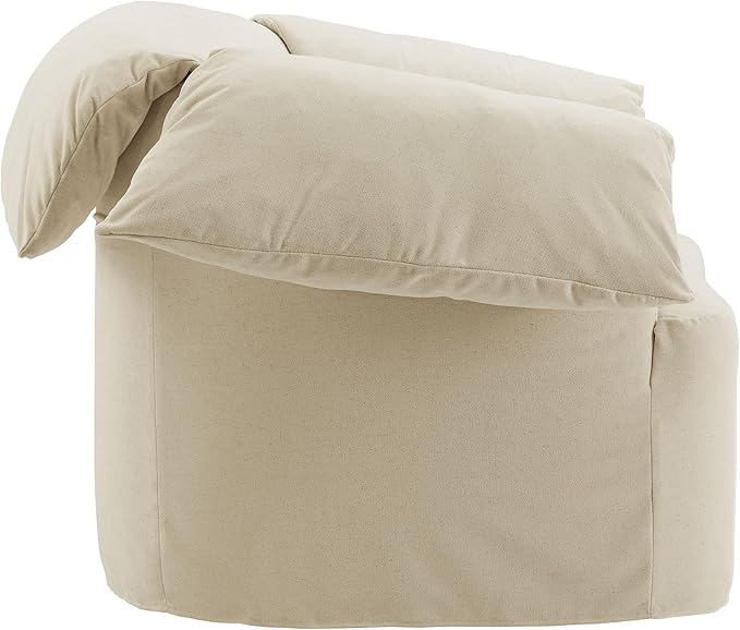 Modway Lark Oversized Accent Chair in Linen Fabric – Upholstered Modern Armchair with Down Blend Cushions – Slipcovered Chair for Living Room or Reading Nook