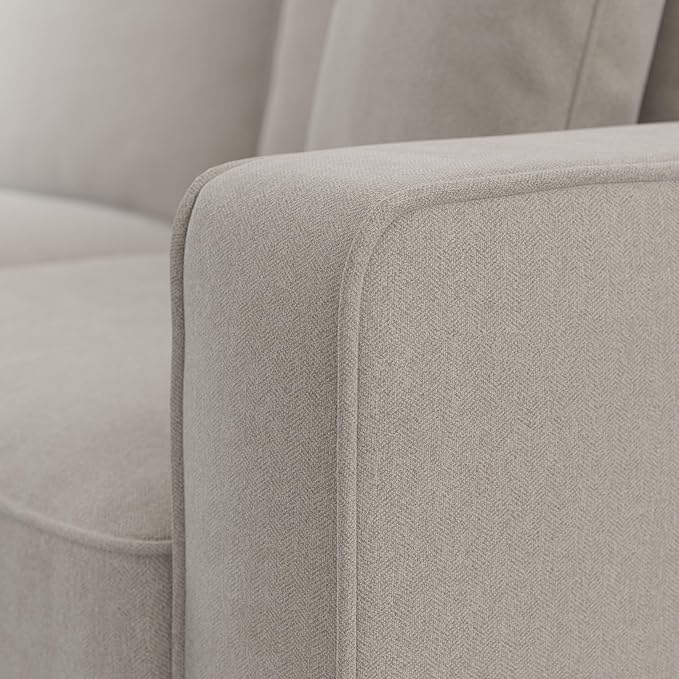 Bush Home Accent Chair with Arms Modern Armchair with Pet-Friendly Fabric Upholstery Living Room Stockton Collection Beige Herringbone