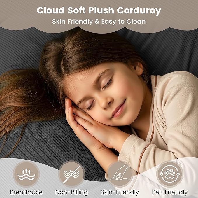 80 Convertible Sofa Bed 5 in 1 Modular Boneless Couch Sleeper Sofa Bed with Fixed Frame &amp Removable Backrest Pillow Washable Corduroy Futon Sofa Bed Couch in a Box for Small Spaces Dark Grey