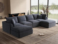 Oversized Cloud Sectional Couches for Living Room Boneless U Shaped Couch with Ottoman 4 Seater Modular Sectional Sofa Dark Grey