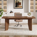 Tribesigns 63 Executive Desk Mid-Century Modern Office Computer Desk with Sturdy Legs Large Wooden Workstation Writing Table Farmhouse Business Furniture for Home Office Brown