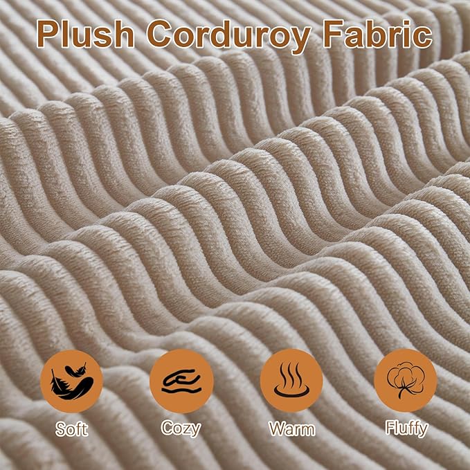97 Cloud Sectional Couch Modern Boneless Couch with L-Shape Chaise Deep Seat Modular Sectional Sofa Corduroy Corner Foam Couches for Living RoomNo Assembly Required(Camel Right Chaise)