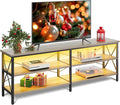 WLIVE TV Stand up to 70 Inch TV 63 Entertainment Center with LED TV Media Console with 3-Tier Storage Shelves for Living Room and Bedroom Greige