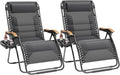 PHI VILLA XXL Oversized Padded Zero Gravity Chair Set of 2 Foldable Patio Recliner 30 Wide Seat Anti Gravity Lounger with Armrest and Cup Holder Support 400 LBS (Light Gray)