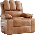 Brown Electric Power Recliner Chair with Heat and Massage Wide 22-Inch Reclining Seat with Built-in Cup Holders Comfortable and Functional Living Room and Nursery Chair
