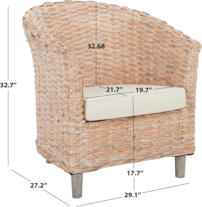 Safavieh Home Omni 18-inch Natural White Wash Rattan Barrel Chair