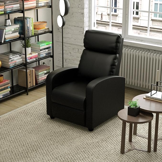 Massage Recliner Chair Single Sofa Chair with Remote Control Chair Recliner Lazy Recliner Chair Living Room Recliners with Pu Leather Padded Seat Backrest Recliner Chairs for Adults Black