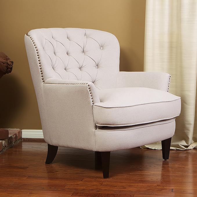Christopher Knight Home Tafton Tufted Fabric Club Chair Natural 35D x 33.5W x 34.5H in