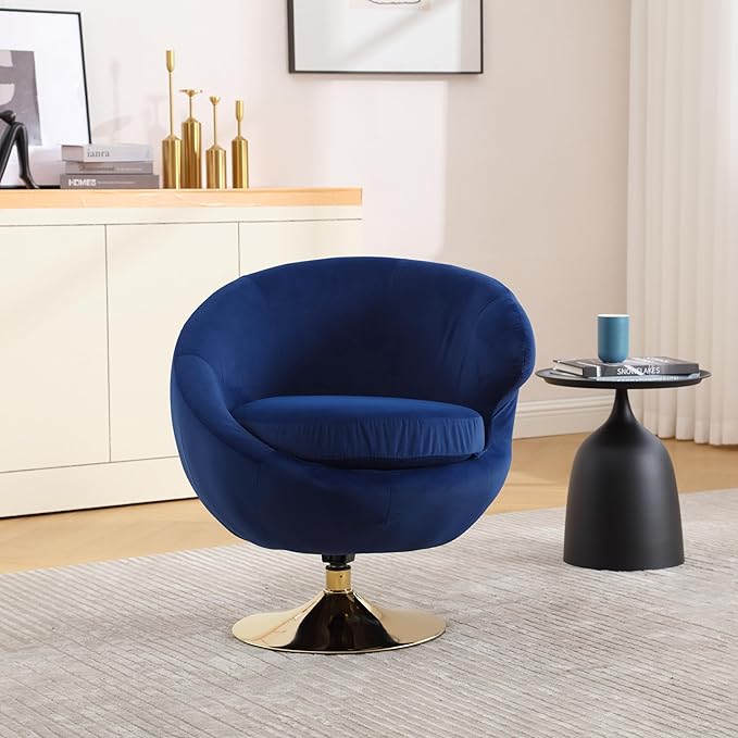 360 Degree Swivel Cuddle Barrel Accent Chairs Round Armchairs with Wide Upholstered Fluffy Fabric Chair for Living Room Bedroom Office Waiting Rooms