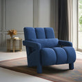 Christopher Knight Home Smyth Modern Armchair Upholstered Accent ChairMinimalist Lounge Chair Cozy Seating Chairwith Linen Fabric and a Pillow Bedroom Chair Navy Blue