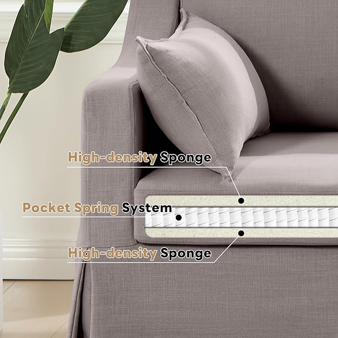 Tbfit 80.7 Slipcovered Couch 3 Seater Sofa Vintage Sofas with Removable Cover Pocket Spring Cushion Mini Couches Living Room Furniture for Home Apartment Farmhouse Gray