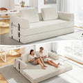 78'' Sleeper Couch Bed for Living Room Convertible Modular Sofa with Fixed Frame &amp Side Pocket Corduroy Futon Boneless Couches in a Box No Assembly Beige